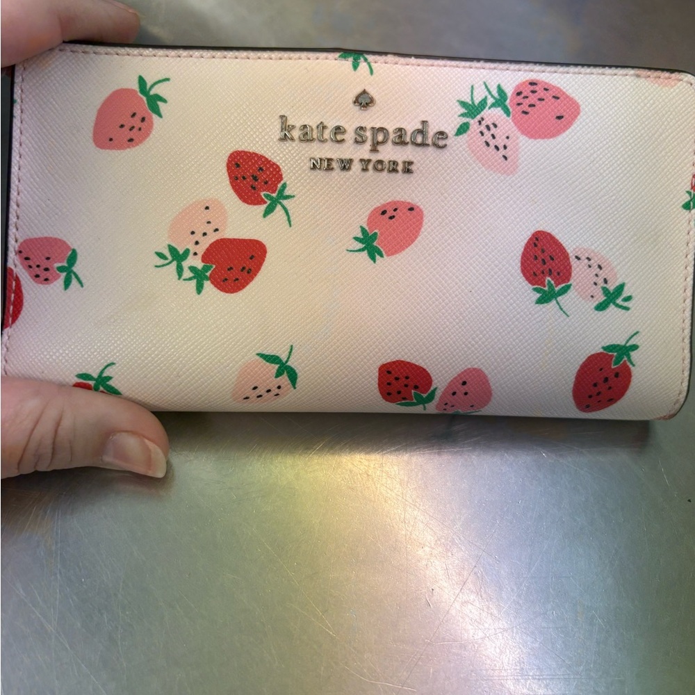 Kate Spade Pink and Red Strawberry Print Wallet